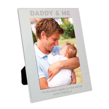 Load image into Gallery viewer, Custom Daddy & Me picture frame holding 4x7 photo, with heartfelt message below image.
