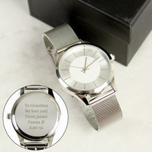 Load image into Gallery viewer, Custom silver mesh watch gift for him or her