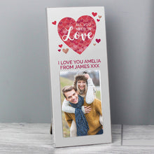 Load image into Gallery viewer, Romantic 2x3 photo frame gift with love quote and heart pattern.