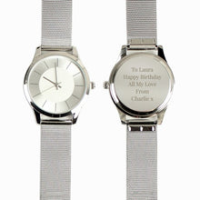 Load image into Gallery viewer, Elegant engraved silver mesh strap wristwatch