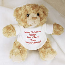 Load image into Gallery viewer, Cute red message teddy bear with personalised name and text