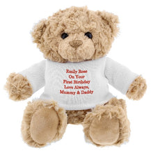 Load image into Gallery viewer, Custom message teddy bear for birthdays, anniversaries, or love gifts