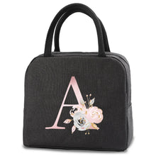 Load image into Gallery viewer, thermal-insulated-lunch-bag-cooler-lunch-bag-cooler-lunch-bag-for-picnic-Pink Flower Letter Print Thermal Handbag-thermal-lunch-bag-to-keep-food-warm-thermal-lunch-bag-for-hot-food-best-thermal-bag-for-hot-food