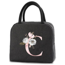 Load image into Gallery viewer, thermal-insulated-lunch-bag-cooler-lunch-bag-cooler-lunch-bag-for-picnic-Pink Flower Letter Print Thermal Handbag-thermal-lunch-bag-to-keep-food-warm-thermal-lunch-bag-for-hot-food-best-thermal-bag-for-hot-food