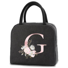Load image into Gallery viewer, thermal-insulated-lunch-bag-cooler-lunch-bag-cooler-lunch-bag-for-picnic-Pink Flower Letter Print Thermal Handbag-thermal-lunch-bag-to-keep-food-warm-thermal-lunch-bag-for-hot-food-best-thermal-bag-for-hot-food