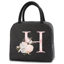 Load image into Gallery viewer, thermal-insulated-lunch-bag-cooler-lunch-bag-cooler-lunch-bag-for-picnic-Pink Flower Letter Print Thermal Handbag-thermal-lunch-bag-to-keep-food-warm-thermal-lunch-bag-for-hot-food-best-thermal-bag-for-hot-food