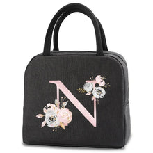 Load image into Gallery viewer, thermal-insulated-lunch-bag-cooler-lunch-bag-cooler-lunch-bag-for-picnic-Pink Flower Letter Print Thermal Handbag-thermal-lunch-bag-to-keep-food-warm-thermal-lunch-bag-for-hot-food-best-thermal-bag-for-hot-food