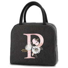 Load image into Gallery viewer, thermal-insulated-lunch-bag-cooler-lunch-bag-cooler-lunch-bag-for-picnic-Pink Flower Letter Print Thermal Handbag-thermal-lunch-bag-to-keep-food-warm-thermal-lunch-bag-for-hot-food-best-thermal-bag-for-hot-food