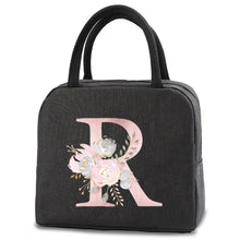 Load image into Gallery viewer, thermal-insulated-lunch-bag-cooler-lunch-bag-cooler-lunch-bag-for-picnic-Pink Flower Letter Print Thermal Handbag-thermal-lunch-bag-to-keep-food-warm-thermal-lunch-bag-for-hot-food-best-thermal-bag-for-hot-food