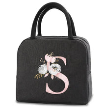 Load image into Gallery viewer, thermal-insulated-lunch-bag-cooler-lunch-bag-cooler-lunch-bag-for-picnic-Pink Flower Letter Print Thermal Handbag-thermal-lunch-bag-to-keep-food-warm-thermal-lunch-bag-for-hot-food-best-thermal-bag-for-hot-food