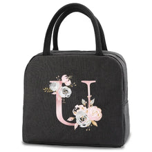 Load image into Gallery viewer, thermal-insulated-lunch-bag-cooler-lunch-bag-cooler-lunch-bag-for-picnic-Pink Flower Letter Print Thermal Handbag-thermal-lunch-bag-to-keep-food-warm-thermal-lunch-bag-for-hot-food-best-thermal-bag-for-hot-food
