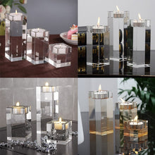 Load image into Gallery viewer, crystal-square-glass-tealight-candles-holder-for-wedding-home-decor-square-glass-candle-holders-uk-square-pillar-candle-holders-square-candle-holders-tall-square-glass-candle-holders