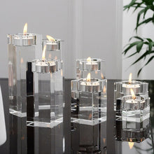 Load image into Gallery viewer, crystal-square-glass-tealight-candles-holder-for-wedding-home-decor-square-glass-candle-holders-uk-square-pillar-candle-holders-square-candle-holders-tall-square-glass-candle-holders