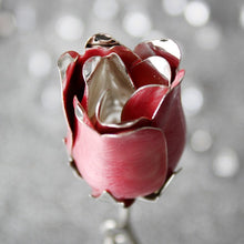Load image into Gallery viewer, Personalised Swirls & Heart Pink Rose Bud Ornament Gift for Her