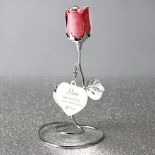 Load image into Gallery viewer, Personalised Swirls & Heart Pink Rose Bud Ornament Gift for Her