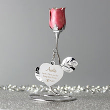 Load image into Gallery viewer, Personalised Swirls & Heart Pink Rose Bud Ornament Gift for Her