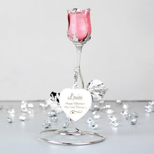 Load image into Gallery viewer, Personalised Swirls & Heart Pink Rose Bud Ornament Gift for Her