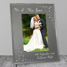 Load image into Gallery viewer, personalised-any-message-diamante-glass-photo-frame-gifts-for-couples-mirrored-glass-frame-glass-photo-frame