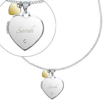 Load image into Gallery viewer, Romantic personalised silver heart necklace with gemstone