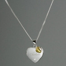 Load image into Gallery viewer, Romantic personalised silver heart necklace with gemstone