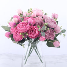 Load image into Gallery viewer, peonies-artificial-peony-flowers-bouquet-peony-faux-flowers-peony-roses-bouquet-peony-roses-wedding-bridal-flowers-bouquets-artificial-flowers-13-branch-bouquet-artificial-flowers-peony-vivid-fake-silk-rose-bridal-wedding-decor-wreath-gland-home