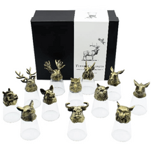 Load image into Gallery viewer, Set of clear glasses with animal head designs unique fantasy shot glasses for collectors
