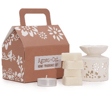 Load image into Gallery viewer, Agnes &amp; Cat home fragrance set with cardboard box, candles, and diffuser 