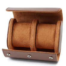 Load image into Gallery viewer, 3 slots watch roll travel case, portable watch box, 2 watch travel case, 3 watch travel case, best watch travel case, watch travel case uk, watch travel case amazon, single watch travel case, 3 watch box, watch roll, wolf watch roll, watch holder, watch box