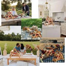 Load image into Gallery viewer, Wooden tiered tray for serving dishes, snacks, and treats