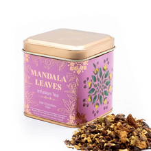 Load image into Gallery viewer, Matcha and tea tin gift Mandala Leaves tea tin with loose tea leaves 