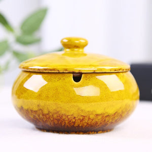 Modern ceramic ashtray with lid for patio use 