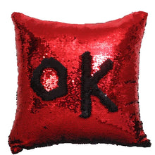 Load image into Gallery viewer, Reversible mermaid sequin pillow cover two-tone design