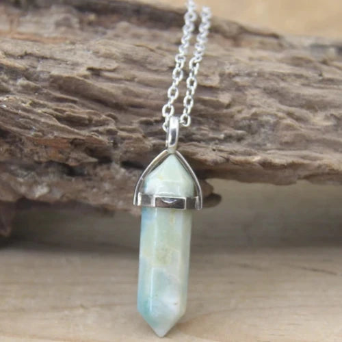 Quartz bullet necklace with adjustable cord