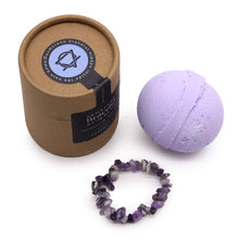 Load image into Gallery viewer, Amethyst gemstone bracelet bath bomb surprise gift