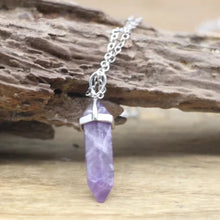Load image into Gallery viewer, Clear quartz bullet necklace under sunlight