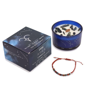 Zodiac Crystal  Blue Candle Jars With Gemstone Bracelet - Zodiac Signs
