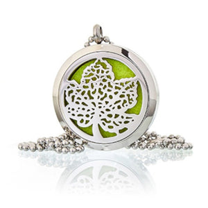 aromatherapy diffuser necklace-aromatherapy necklace silver locket-chakra-stress-anxiety pendant oil diffuser with 10 pads-four leaf clover-tree of life aromatherapy essential oil locket scent perfume diffuser pendant-locket essential oil diffuser perfume necklace-gift for her-hand de fatima- yoga chakra-om chakra