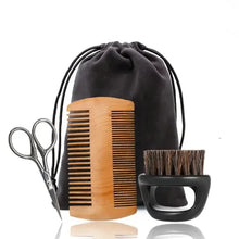 Load image into Gallery viewer, Eco-friendly wood beard brush and comb with bag