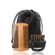 Load image into Gallery viewer, Beard care kit for men with natural wooden brush