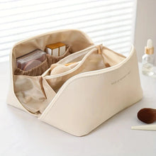 Load image into Gallery viewer, Luxury women’s makeup organizer bag with zip closure