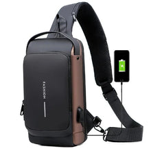 Load image into Gallery viewer, USB charging men’s sling bag for daily use