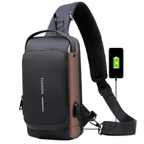 USB charging men’s sling bag for daily use