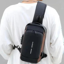 Load image into Gallery viewer, Black crossbody bag Anti-theft travel chest bag with secure pockets