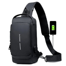 Load image into Gallery viewer, Black crossbody shoulder strap bag for men