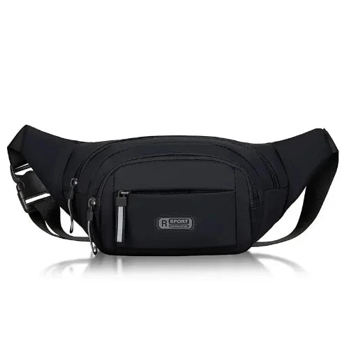 Black waist bag Outdoor leisure anti-theft waist pouch in slim canvas design