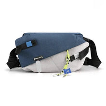 Load image into Gallery viewer, Blue and grey bag nylon panelled waist pack with secure zipper