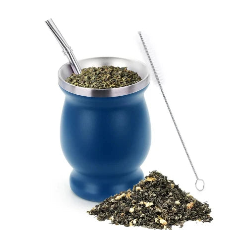 Durable stainless steel yerba mate cup set with cleaning accessories