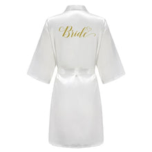Load image into Gallery viewer, Bridesmaid satin robe set wrapped as a bridal shower gift