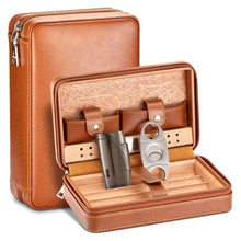 Load image into Gallery viewer, Travel cigar humidor box with built-in humidifier and cigar accessories
