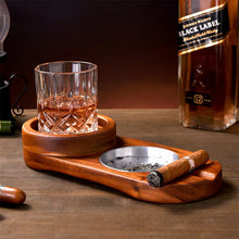 Load image into Gallery viewer, Cigar Ashtray Coaster ¦  Whiskey Glass Tray With Cigar Holder